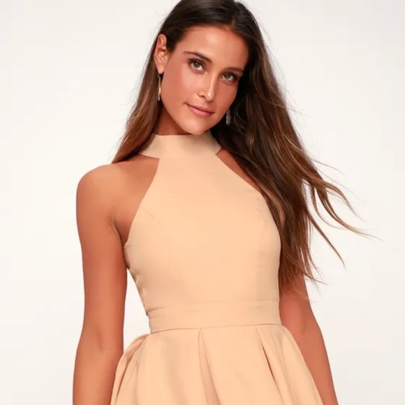 LULUS Dress Rehearsal peach skater dress new with tags size medium - Picture 5 of 8